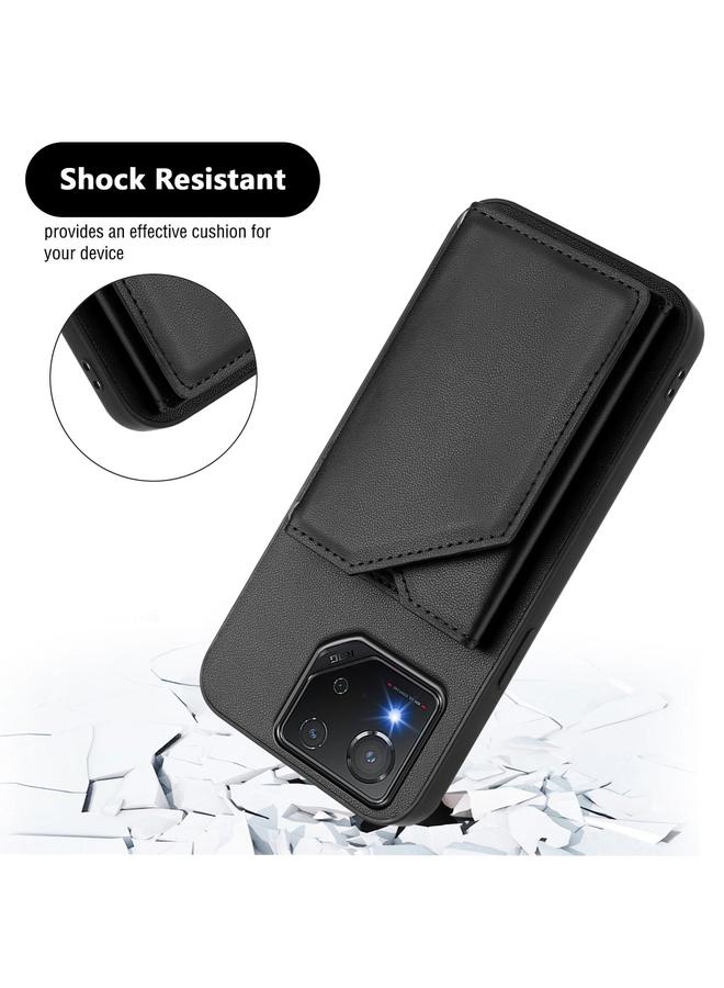 اس-توب جراب لهاتف Asus ROG Phone 8 Skin Feel مع أربع فتحات للبطاقات وحزام معصم - Image 3