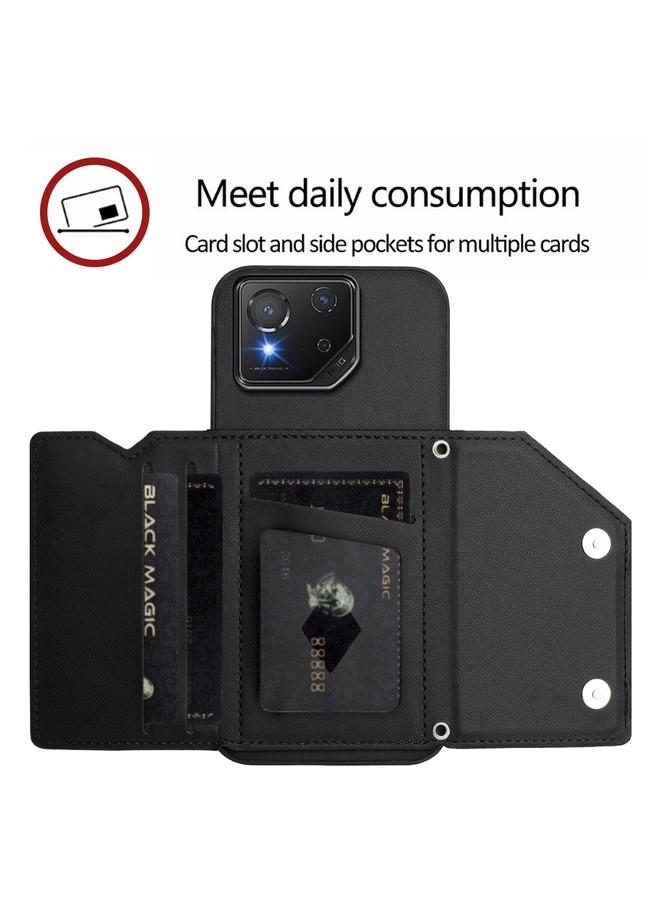 اس-توب جراب لهاتف Asus ROG Phone 8 Skin Feel مع أربع فتحات للبطاقات وحزام معصم - Image 5