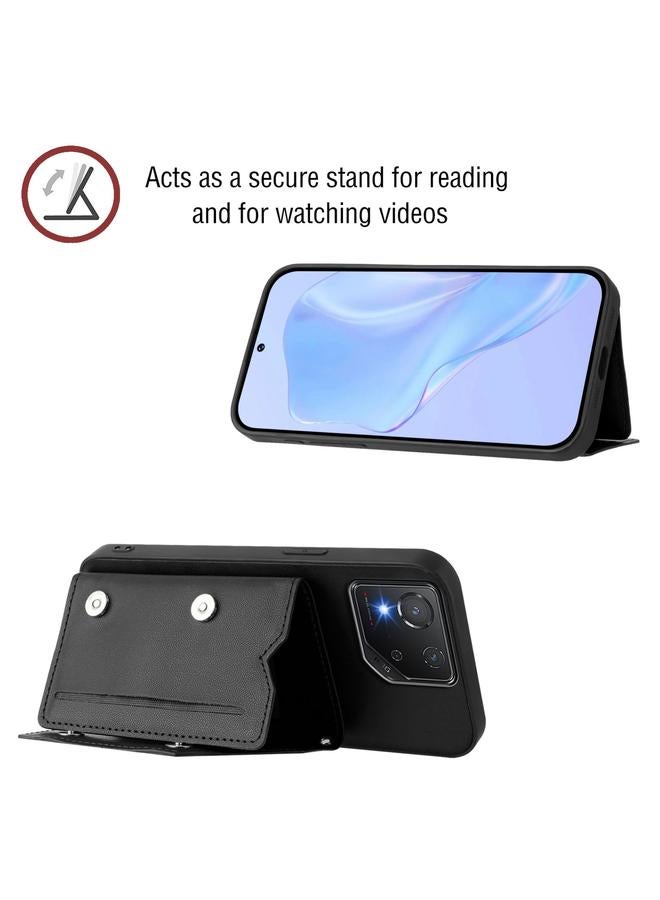 اس-توب جراب لهاتف Asus ROG Phone 8 Skin Feel مع أربع فتحات للبطاقات وحزام معصم - Image 4