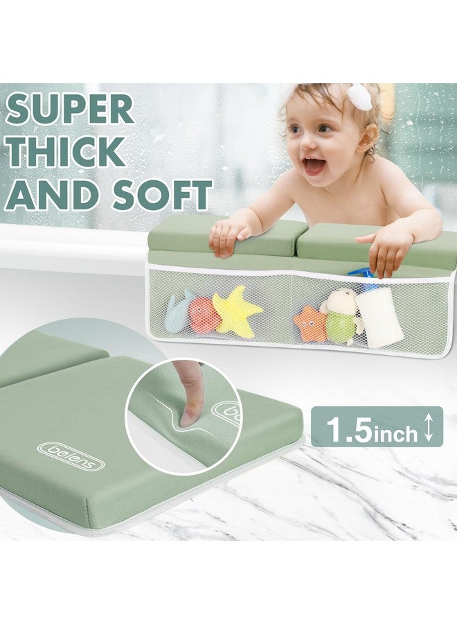 بيينس مجموعة وسادات ركبة حمام ومسند مرفق من بينز - وسادات ركبة حمام مريحة وسميكة للأطفال مقاس 1.5 بوصة، وسادة ركبة ناعمة سريعة الجفاف لوقت استحمام الطفل، وسادة ركبة غير قابلة للانزلاق لدعم الركبة والذراع مع منظم ألعاب - Image 3