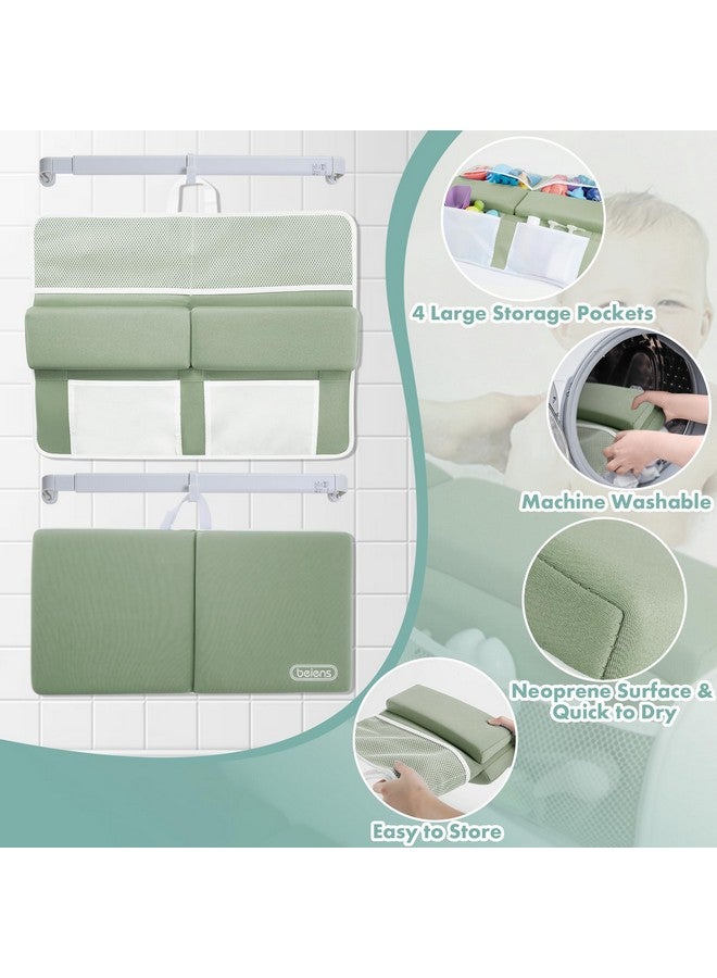 بيينس مجموعة وسادات ركبة حمام ومسند مرفق من بينز - وسادات ركبة حمام مريحة وسميكة للأطفال مقاس 1.5 بوصة، وسادة ركبة ناعمة سريعة الجفاف لوقت استحمام الطفل، وسادة ركبة غير قابلة للانزلاق لدعم الركبة والذراع مع منظم ألعاب - Image 4