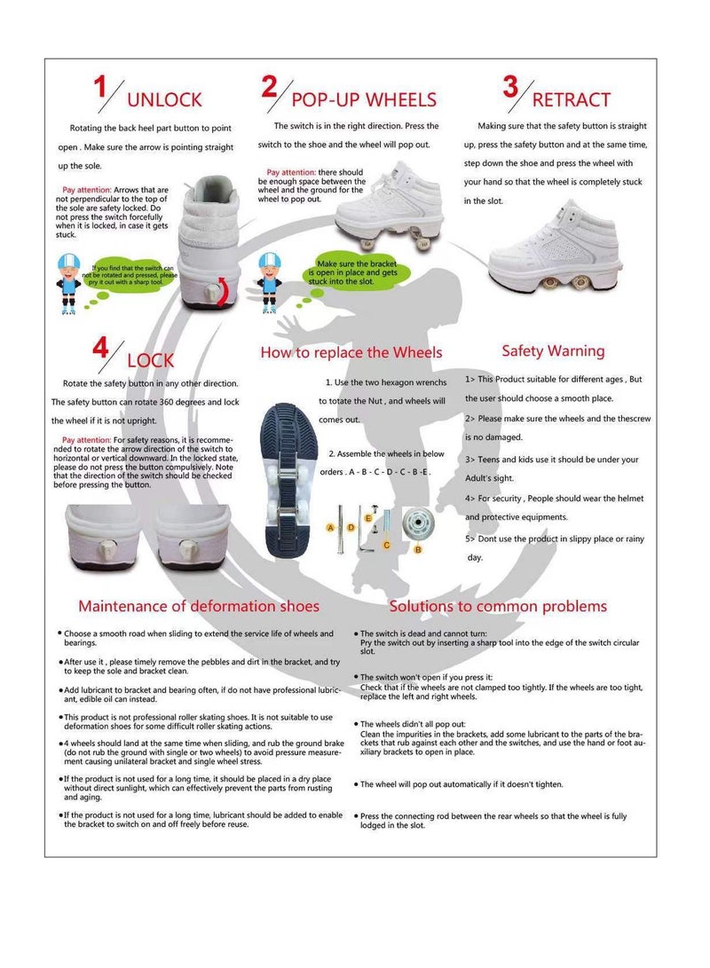 Loquat USB Charging LED Flash Walking Shoes Boys And Girls Children Roller Skates White  - Image 2