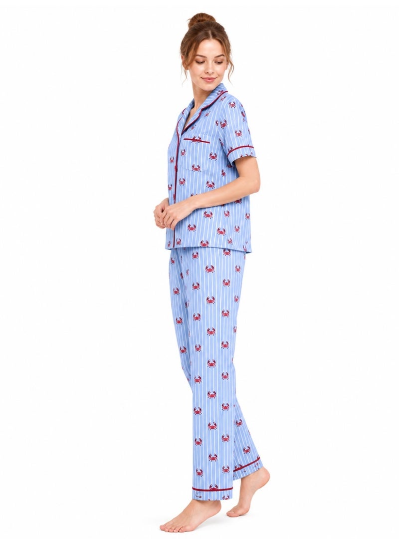 Caesar Women's two-piece pajama set, short sleeves, with buttons down the front. - Image 3
