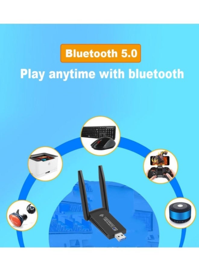 ارواق محول واي فاي USB 3.0 مزدوج النطاق 1300Mbps مع بلوتوث 5.0 – 2 في 1 دونجل استقبال لاسلكي، نطاق 2.4GHz و 5GHz عالي السرعة لأجهزة الكمبيوتر واللابتوب - Image 5