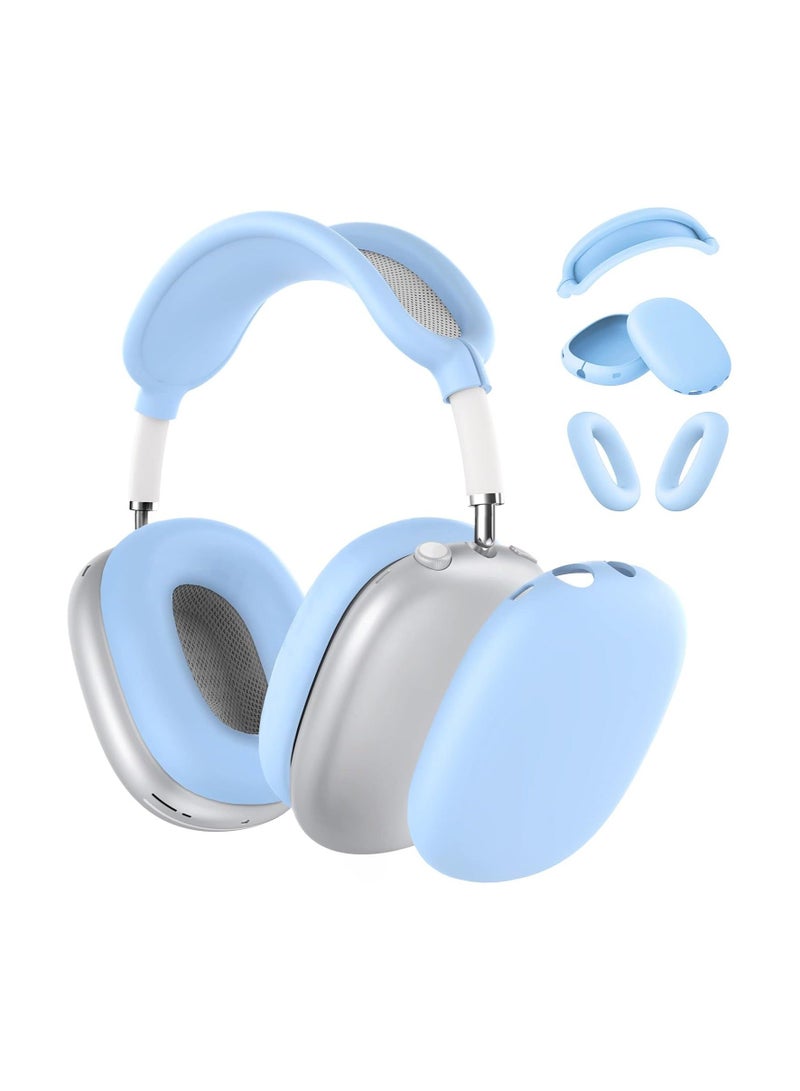IAF 3 Pieces Silicone Case Suitable for Apple AirPods Max Headphones Anti-Scratch Ear Cups Cover Headband Cover and Ear Pad Protector Cases Skin Accessories (Blue) - Image 1