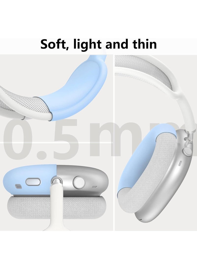 IAF 3 Pieces Silicone Case Suitable for Apple AirPods Max Headphones Anti-Scratch Ear Cups Cover Headband Cover and Ear Pad Protector Cases Skin Accessories (Blue) - Image 4