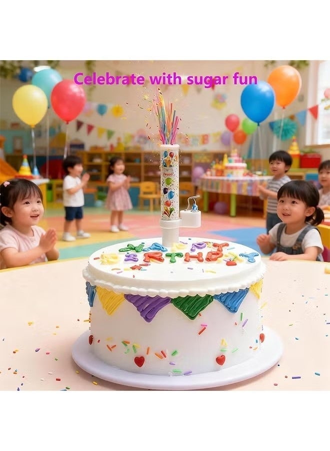 Sugar Sprinkle Popper Cake Topper Candle,Shower Your Cake in Edible Sugar,Funny Baby Kids Children Happy Birthday Candles Set,Party Supplies,Cake Decoration, press to turn music on or off - Image 3
