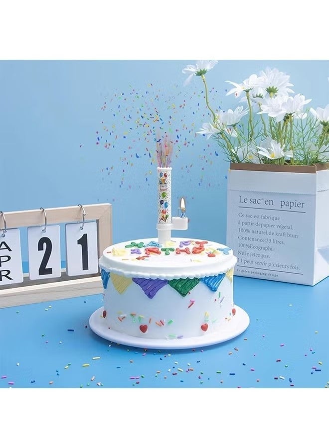Sugar Sprinkle Popper Cake Topper Candle,Shower Your Cake in Edible Sugar,Funny Baby Kids Children Happy Birthday Candles Set,Party Supplies,Cake Decoration, press to turn music on or off - Image 5