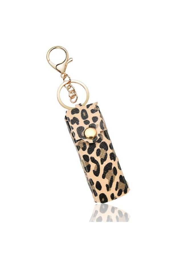 2pcs Spl Leopard Print Lipstick Gloss Case Keychain Chapstick Keychain Holder for Women Lipstick Organizer for Purse - Image 2