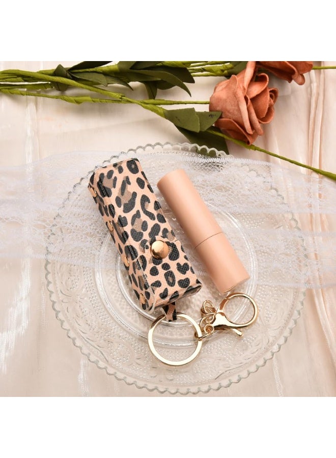 2pcs Spl Leopard Print Lipstick Gloss Case Keychain Chapstick Keychain Holder for Women Lipstick Organizer for Purse - Image 5