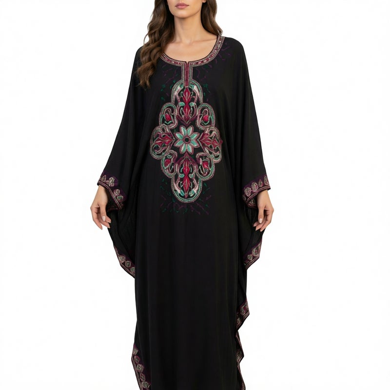 Cotton Embroidered Beach Cover Up Long Robe Dress Loose Sun Protection Vacation Women - Image 3