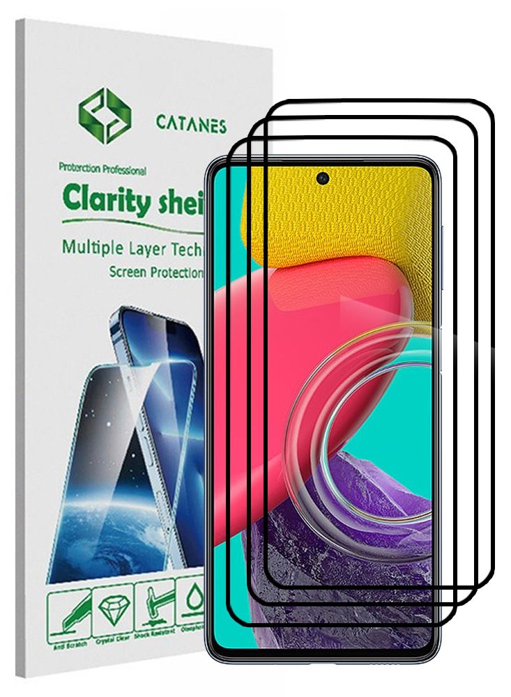 CATANES 3 Pack For Samsung Galaxy M53 Screen Protector Tempered Glass Full Glue Back - Image 1