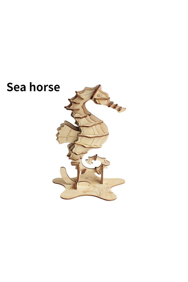 erorex Sea Horse Marine Life Series 3D Wooden Puzzle Educational Toys Puzzles for Kids Educational Toys Woo