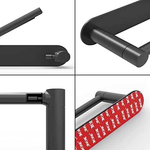 WZRUA Adhesive Toilet Paper Holder Matte Black Double Post Pivoting Bathroom Toilet Tissue Holder Roll Holder Stick On No Drilling Stainless Steel and Zinc Alloy - Image 5