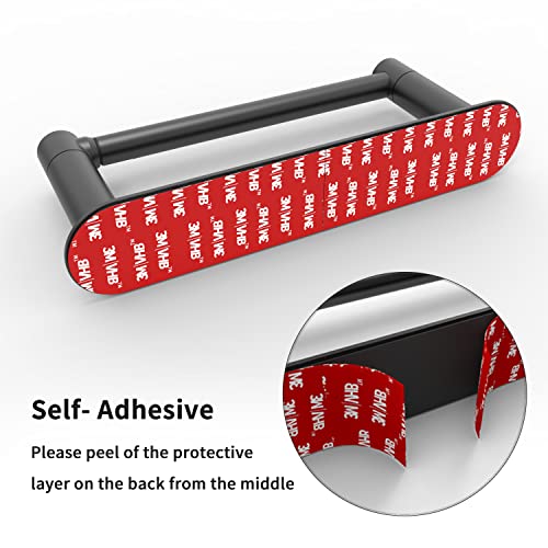 WZRUA Adhesive Toilet Paper Holder Matte Black Double Post Pivoting Bathroom Toilet Tissue Holder Roll Holder Stick On No Drilling Stainless Steel and Zinc Alloy - Image 4