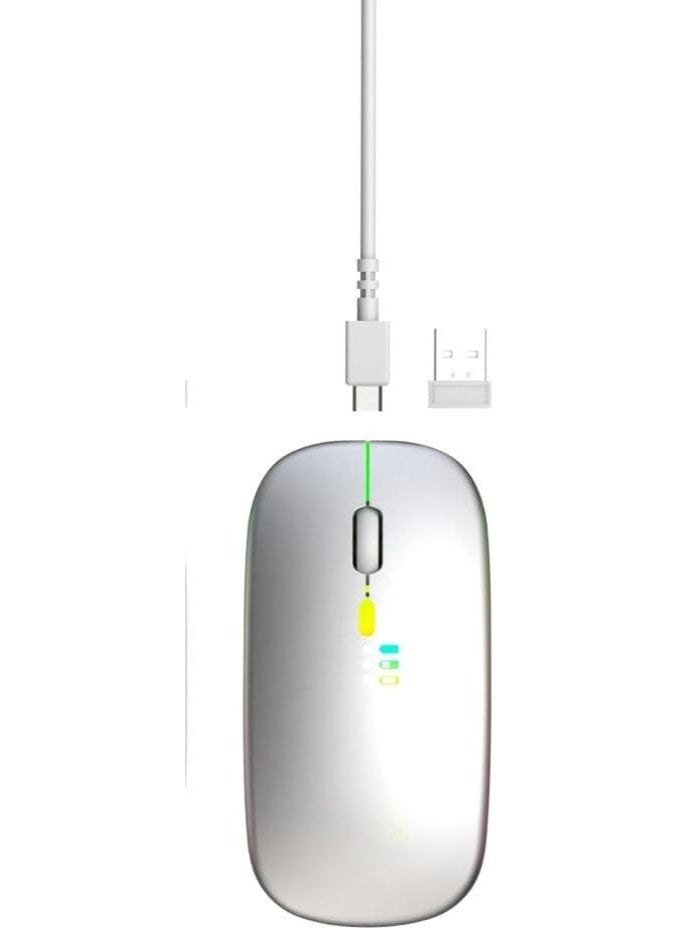 Wireless Mouse – Slim Ergonomic Design, Portable & Silent Click, Silver - Image 1