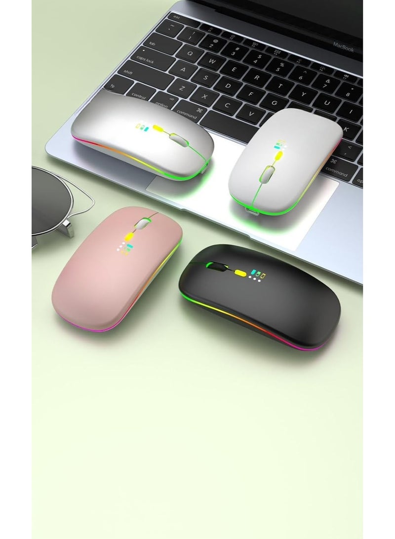 Wireless Mouse – Slim Ergonomic Design, Portable & Silent Click, Silver - Image 2