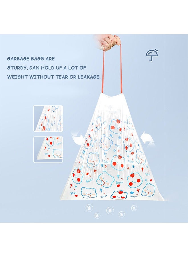 30 Pcs Cartoon Bear Drawstring Trash Bags, Durable Large Capacity Thickened Trash Bags, Multi Purpose Garbage Bag for Office Living Room Kitchen and Bathroom (Pink + White) - Image 3