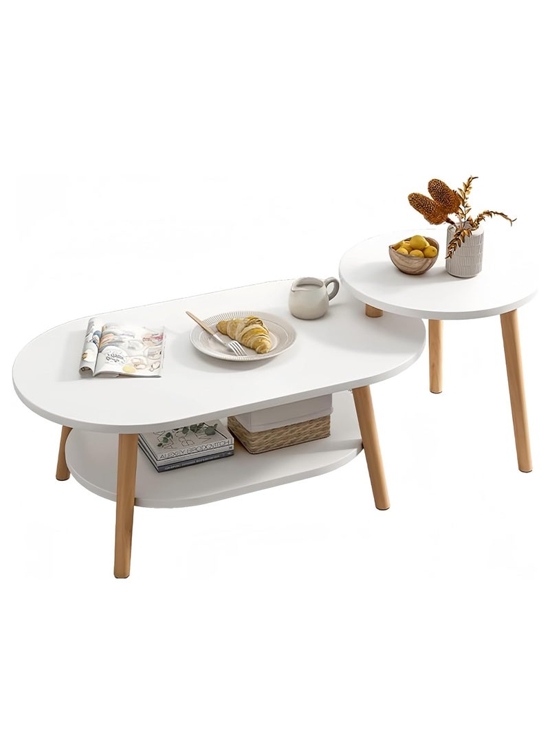 DubaiGallery Oval Coffee Table Decor, Contemporary Coffee Table, Portable Side Table, Small Side Table with Storage, Small Side Tables for Small Spaces  - Image 2