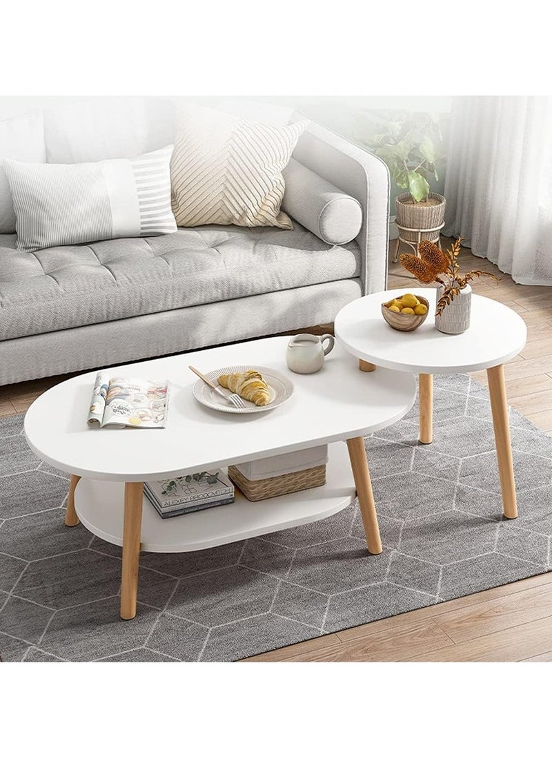 DubaiGallery Oval Coffee Table Decor, Contemporary Coffee Table, Portable Side Table, Small Side Table with Storage, Small Side Tables for Small Spaces  - Image 3
