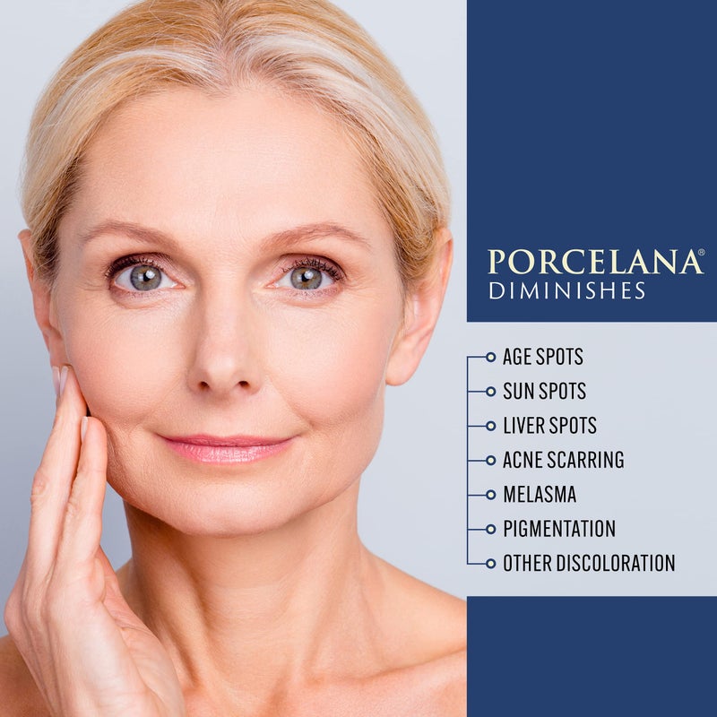 Porcelana كريم ترطيب ليلي من بورسيلانا - صيغة محدثة - يخفف البقع الداكنة ويوحد لون البشرة - للبقع الشمسية أو العمرية، ندبات حب الشباب، الكلف وأي تصبغات أخرى - مرطب مع فيتامينات ومضادات الأكسدة - Image 4