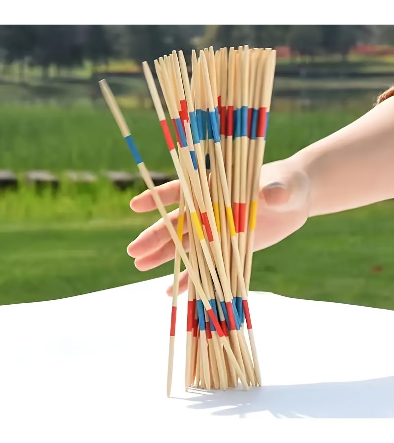 1Pc Bamboo Dragonfly Picking Stick Game Classic Hand Eye Coordination Toy Yellow Wooden Structure Interactive Educational Tabletop Game Set With Colorful Sticks For Youngsters And Adults - Image 4