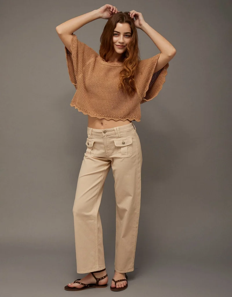 امريكان ايجل تي-شيرت كروشيه بتصميم أكتاف مكشوفة