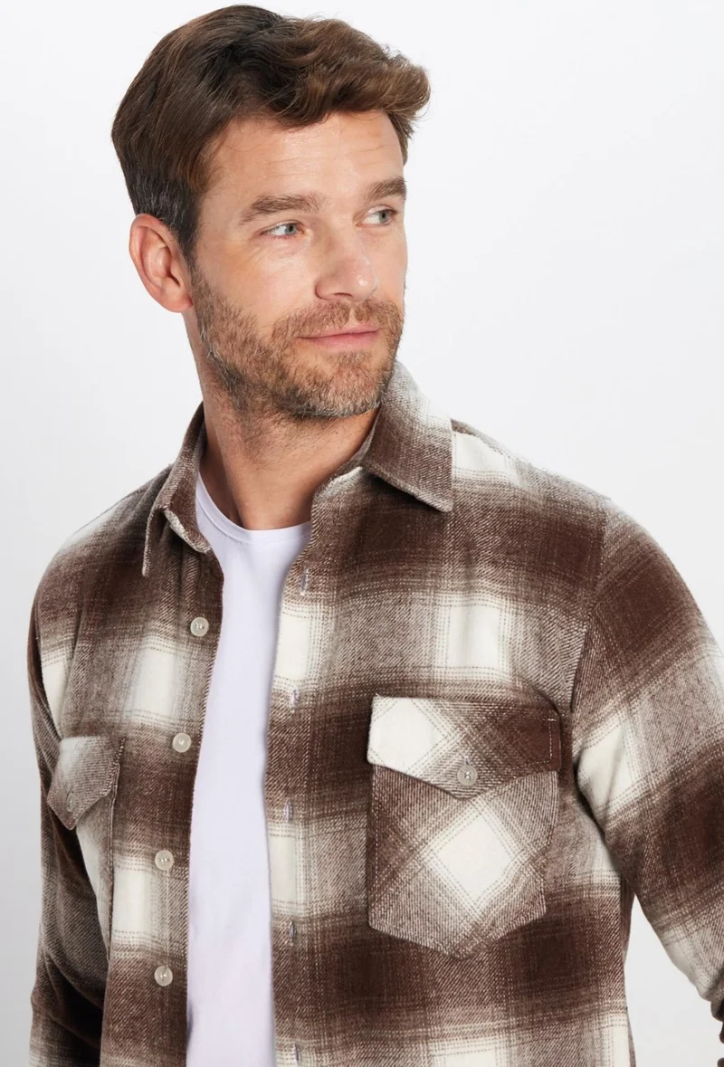تودورس Men's Slim Fit Slim Fit Double Pocket Plaid Winter Lumberjack Shirt