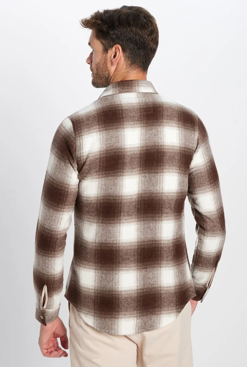 Tudors Men's Slim Fit Slim Fit Double Pocket Plaid Winter Lumberjack Shirt