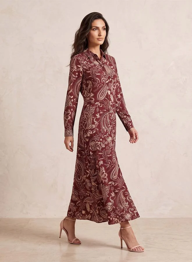Iconic Paisley Print Trapeze Maxi Dress