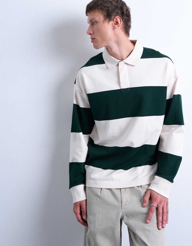 TOPMAN Oversized Fit Striped Rugby Sweatshirt - Image 4