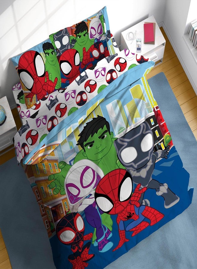 Sunny Side Up Marvel Spidey & His Amazing Friends Full Comforter Set - 7 Piece Kids Bedding Includes Comforter, Sheets & Pillow Cover - Super Soft Superheroes Microfiber Bed Set - Image 1