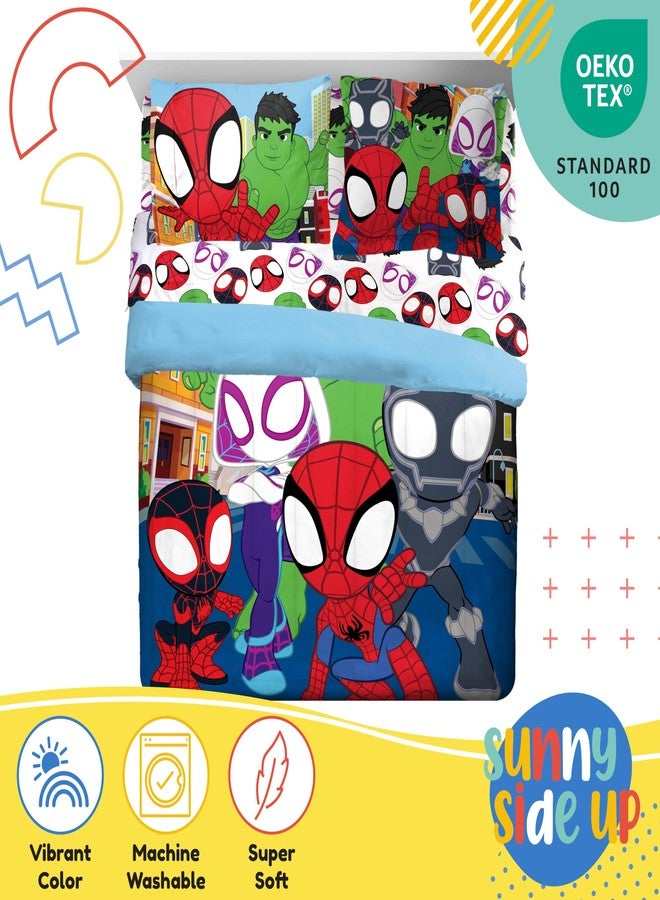 Sunny Side Up Marvel Spidey & His Amazing Friends Full Comforter Set - 7 Piece Kids Bedding Includes Comforter, Sheets & Pillow Cover - Super Soft Superheroes Microfiber Bed Set - Image 4