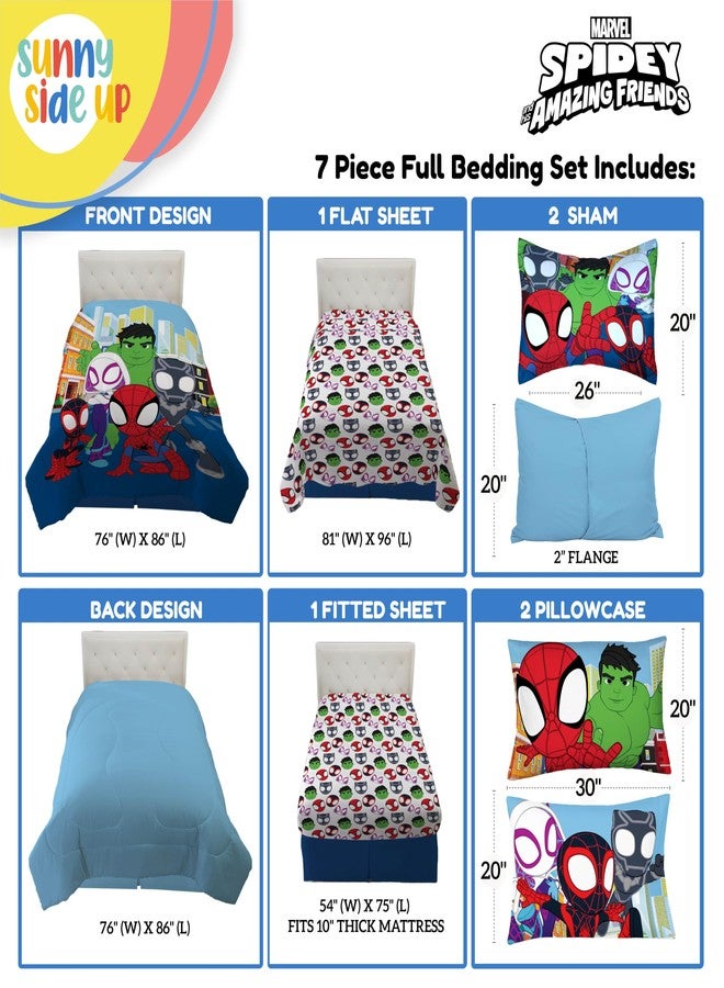 Sunny Side Up Marvel Spidey & His Amazing Friends Full Comforter Set - 7 Piece Kids Bedding Includes Comforter, Sheets & Pillow Cover - Super Soft Superheroes Microfiber Bed Set - Image 3