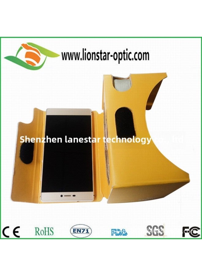 VR Color Virtual Reality Glasses Google Second Generation Glasses Vr Box Carton 3D Glasses-Color:Yellow - Image 1