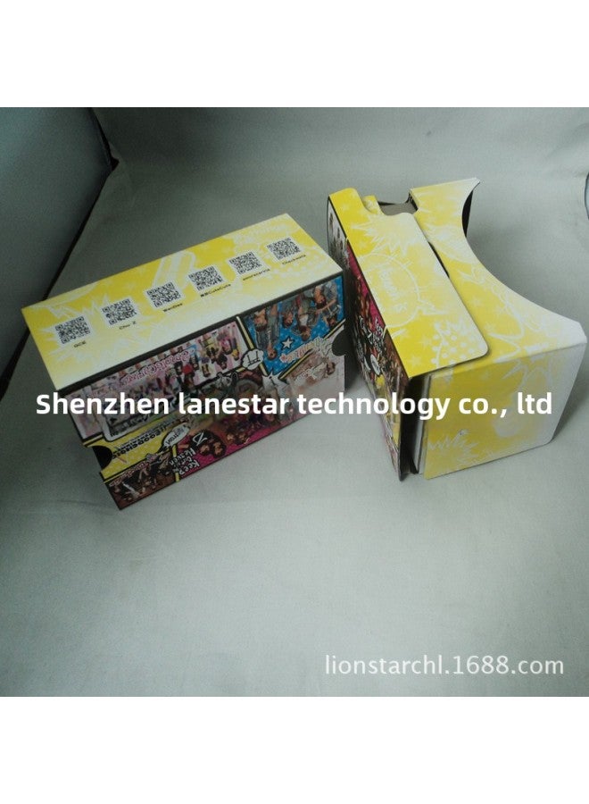 VR Color Virtual Reality Glasses Google Second Generation Glasses Vr Box Carton 3D Glasses-Color:Yellow - Image 4