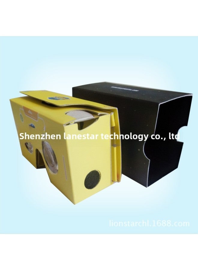 VR Color Virtual Reality Glasses Google Second Generation Glasses Vr Box Carton 3D Glasses-Color:Yellow - Image 5