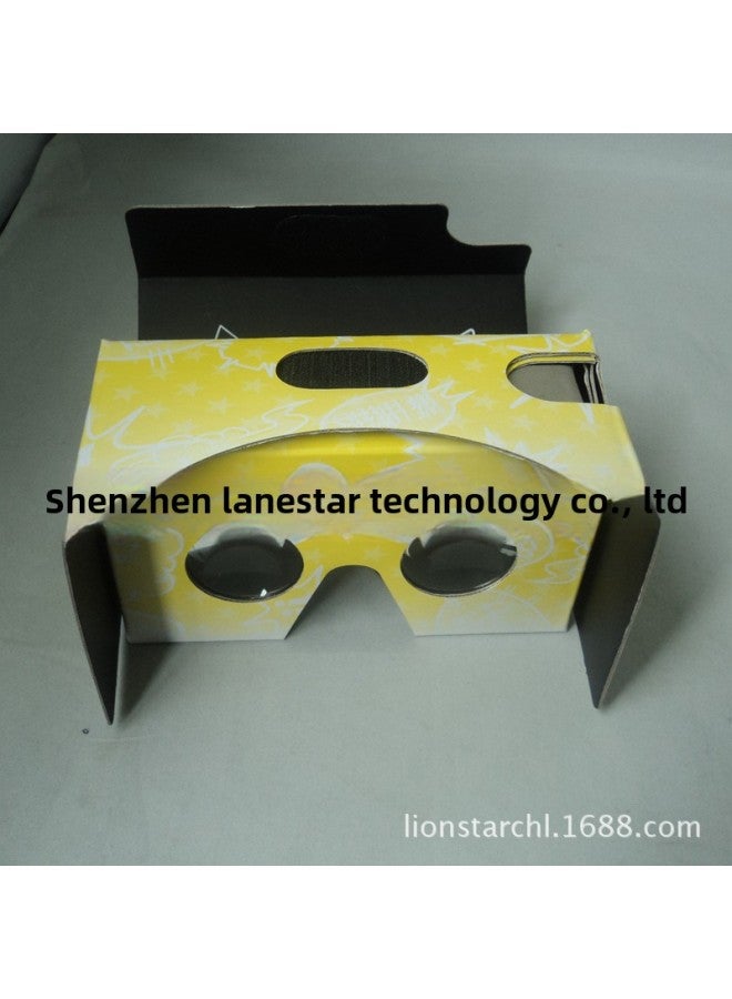 VR Color Virtual Reality Glasses Google Second Generation Glasses Vr Box Carton 3D Glasses-Color:Yellow - Image 2