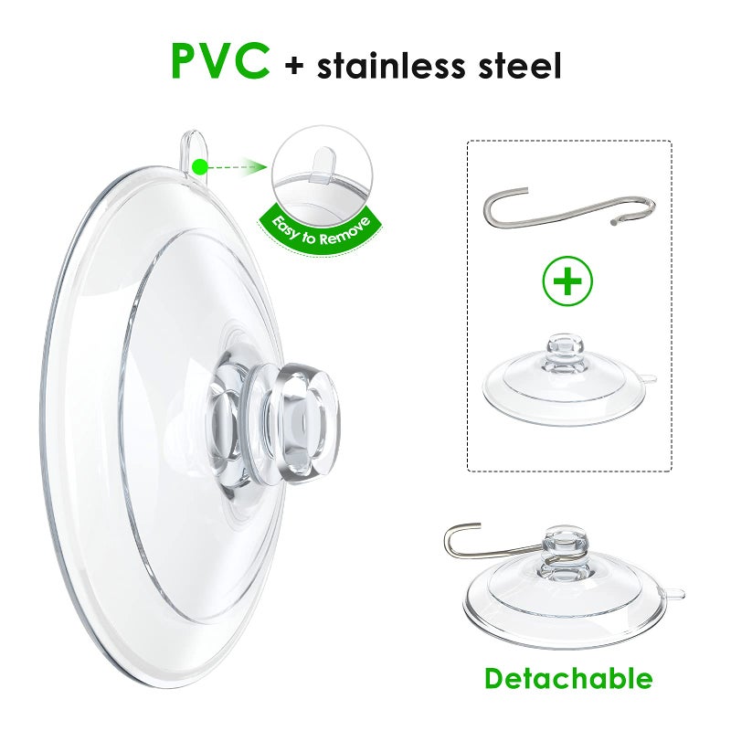 HangerSpace Suction Cup Hooks, 12 Packs Combo Set Clear PVC Suction Cups with Metal Hooks Removable Suction Cups for Kitchen Bathroom Shower Wall Window Glass Door (2 Large, 6 Medium, 4 Small),Variety - Image 5