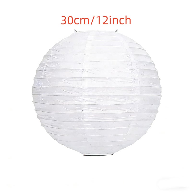 Metany 6PCS White Paper Lanterns New Year's Eve Wedding Anniversary Valentines Lantern12Inch Decorative Hanging Round Paper Lanterns for Birthday, Christmas, Graduation Party Event Indoor and Outdoor - Image 3