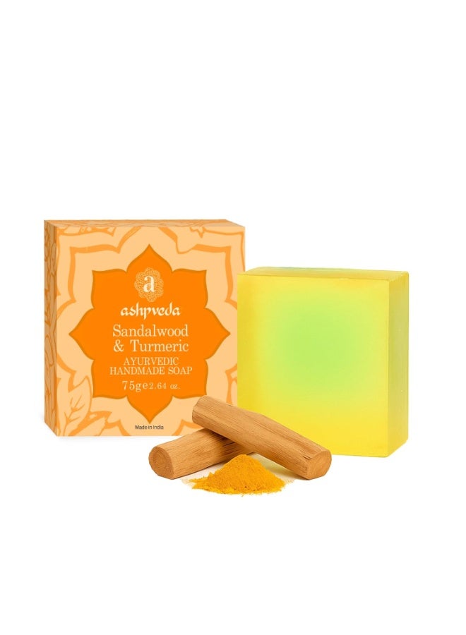 Ashpveda Sandalwood and Turmeric Soap for Bath | Ayurvedic Handmade Natural Scented Premium Bathing Soap for Glowing & Moisturizing Skin (75 gm) - Image 1