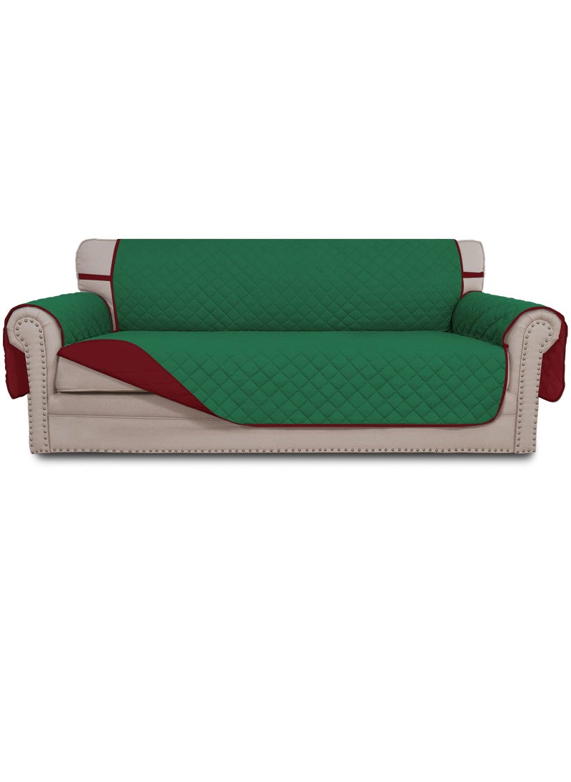 Easy-Going EasyGoing Reversible Couch Cover for 3 Cushion Couch Sofa Cover for Dogs Water Resistant Furniture Protector Cover with Foam Sticks Elastic Straps for Pet Cat Sofa GreenChristmas Red 