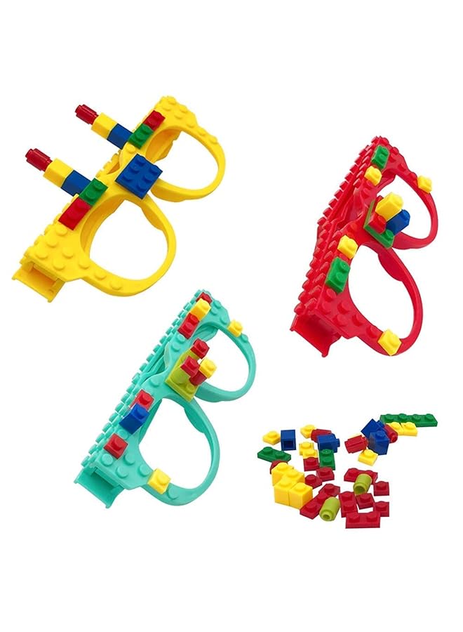X spring Diy Building Bricks Toys 3 Pairs Of Glasses 54 Pieces Diy Building Bricks Glasses Building Blocks Games Glasses Building Blocks Games For Kids Birthday Party Favor Block Theme Party - Image 5