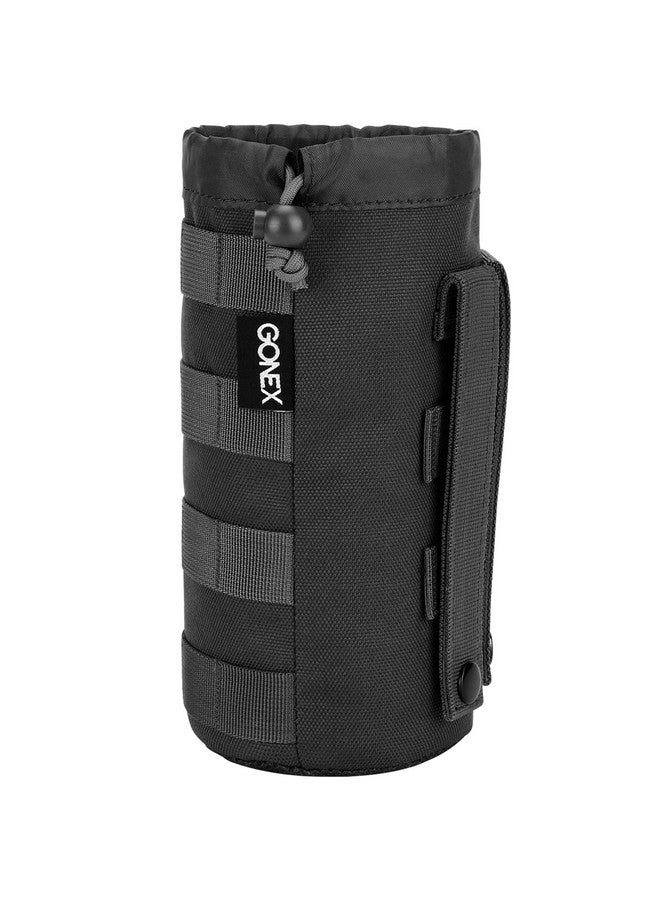 Gonex Gonex Tactical Military MOLLE Water Bottle Pouch, Drawstring Open Top & Mesh Bottom Travel Water Bottle Bag Tactical Hydration Carrier Black  - Image 1