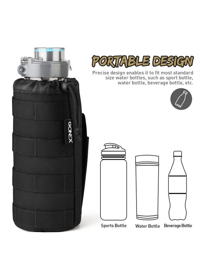 Gonex Gonex Tactical Military MOLLE Water Bottle Pouch, Drawstring Open Top & Mesh Bottom Travel Water Bottle Bag Tactical Hydration Carrier Black  - Image 3