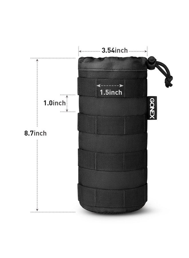 Gonex Gonex Tactical Military MOLLE Water Bottle Pouch, Drawstring Open Top & Mesh Bottom Travel Water Bottle Bag Tactical Hydration Carrier Black  - Image 2