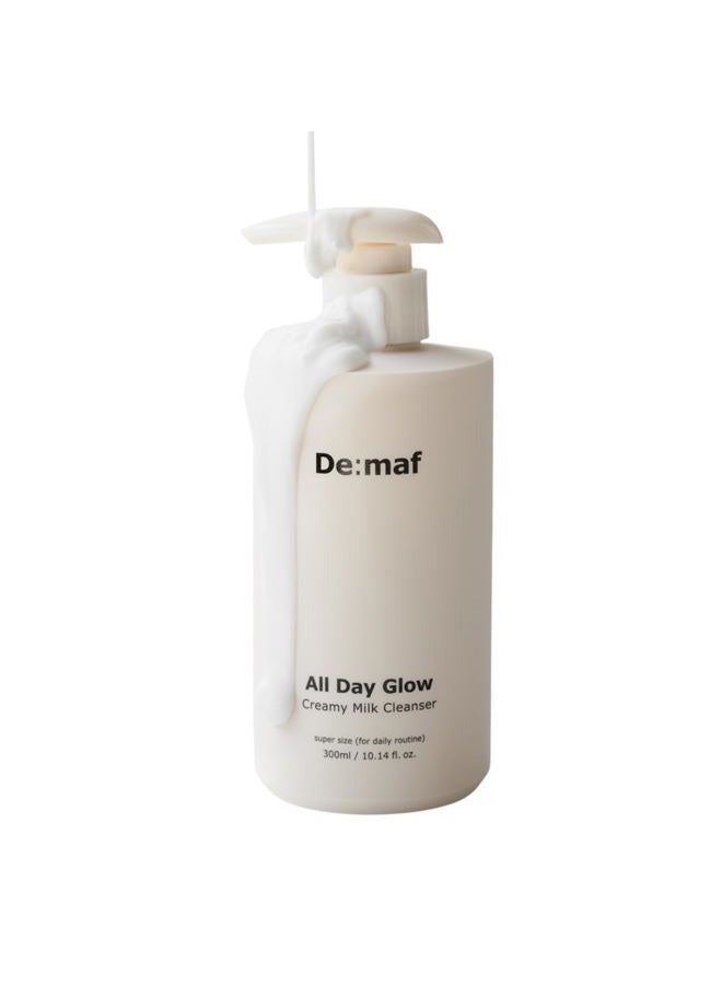 De:maf All Day Glow Creamy Milk Cleanser | Gentle Face Wash for Sensitive Skin, Korean Face Wash & Hydrating Facial Cleanser with Hyaluronic Acid, Ceramides, Panthenol (10.14 fl oz) - Image 1