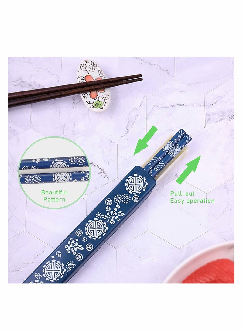 NIBEMINENT Portable Chopsticks Set, Japanese Style Natural Wood Chopsticks, Reusable Classic Eco-Friendly for Sushi Noodle Picnic Kitchen 2 Pairs with Case  - Image 3