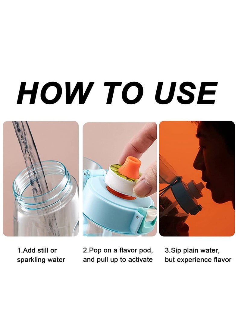 Sports Air Water Bottle, BPA-Free Starter Set Drinking Bottles with 5 Flavour Pods Scented for Flavouring, 0 Sugar, 0 Calorie (Pink)