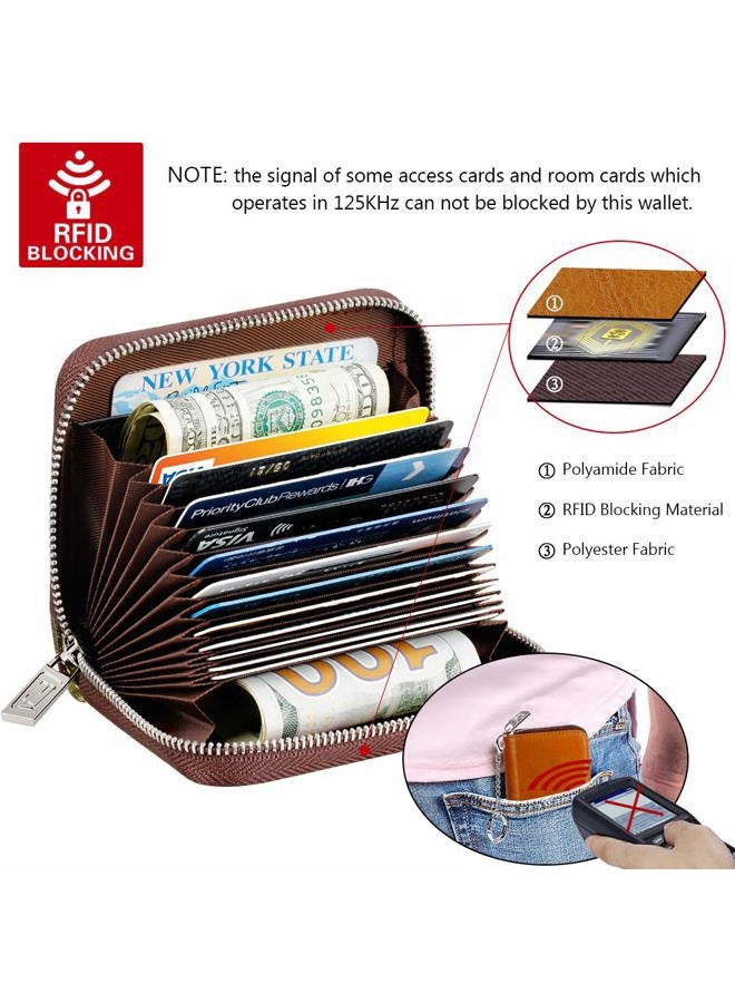 FurArt Credit Card Wallet, Zipper Card Cases Holder for Men Women, RFID Blocking, Keychain Wallet, Compact Size, Brown, small, Classic - Image 5